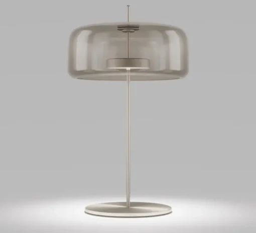 Lampe à poser, JUBE LT G, transparent fumé, laiton mat, LED, dim, 2700K, 2000 lm, L28cm, H65cm - Vistosi