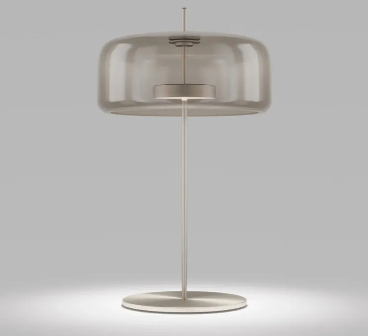 Lampe à poser, JUBE LT G, transparent fumé, laiton mat, LED, dim, 2700K, 2000 lm, L28cm, H65cm - Vistosi