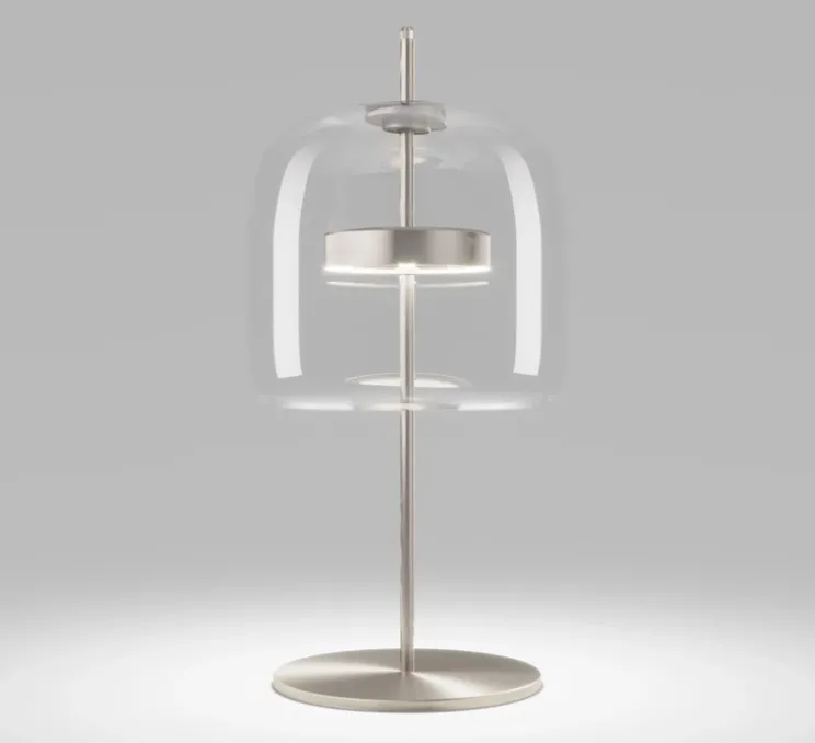 Lampe à poser, JUBE LT P, cristal transparent, laiton mat, LED, dim, 2700K, 2000 lm, L23cm, H55cm - Vistosi