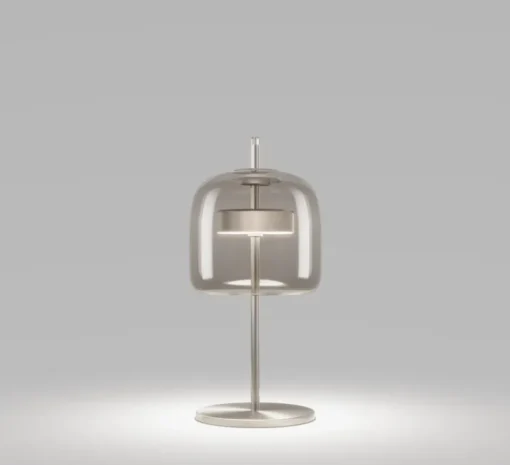 Lampe à poser, JUBE LT S , transparent fumé, laiton mat, LED, dim, 2700K, 1200 lm, Ø16cm, H38cm - Vistosi