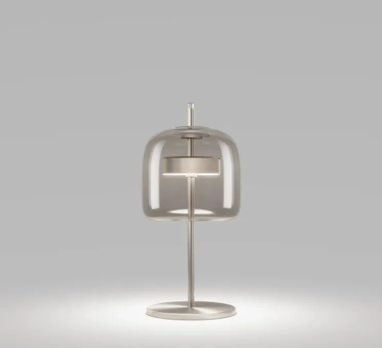 Lampe à poser, JUBE LT S , transparent fumé, laiton mat, LED, dim, 2700K, 1200 lm, Ø16cm, H38cm - Vistosi