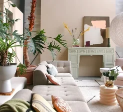 Lampe à poser, Jute Cilinder + Retro Stoneware, vert jade, vert, Ø22cm, H70cm - HK Living