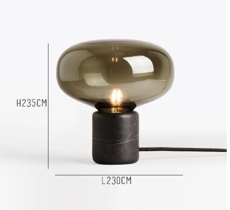 Lampe à poser, Karl-Johan, Marbre, Verre fumé, noir, Ø23cm - H23,5 cm - New Works