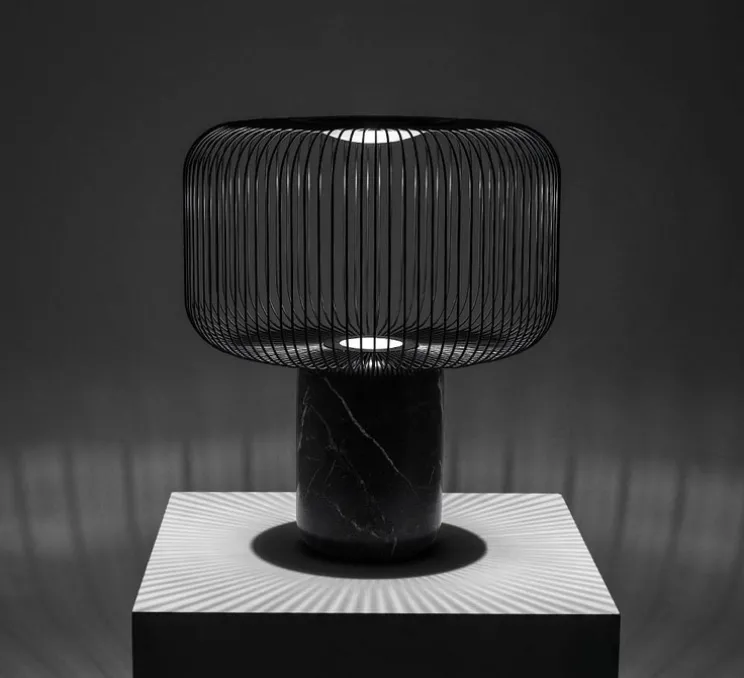 Lampe à poser, Keshi, marbre noir, H44cm, Ø50cm - B-LUX