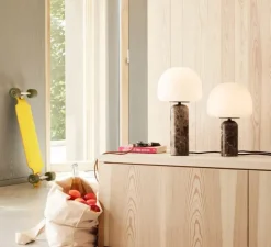 Lampe à poser, Kin, blanc mat, marbre marron, LED, dim, 2700K, 800 lm, Ø20cm, H33cm - Northern