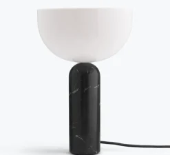 Lampe à poser, Kizu Large, Marbre noir, blanc, Ø30cm, H45cm - New Works