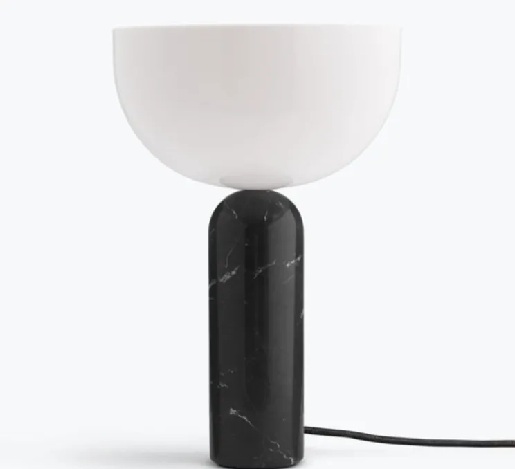 Lampe à poser, Kizu Large, Marbre noir, blanc, Ø30cm, H45cm - New Works