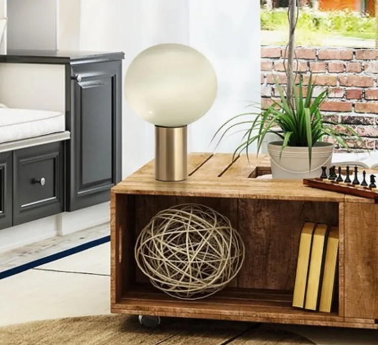 Lampe à poser, Laguna Tavolo, transparent fumé, laiton satiné, dimmable, Ø37cm, H54,1cm - Artemide