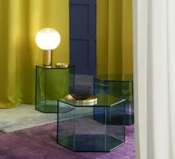 Lampe à poser, Laguna Tavolo, transparent fumé, laiton satiné, dimmable, Ø26cm, H38,3cm - Artemide