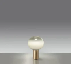 Lampe à poser, Laguna Tavolo, transparent fumé, laiton satiné, dimmable, Ø26cm, H38,3cm - Artemide