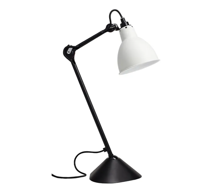 Lampe à poser, Lampe Gras 205, corps noir, abat-jour rond blanc (intérieur blanc), L14cm, H59cm - DCW éditions Paris