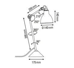 Lampe à poser, Lampe Gras 205, corps noir, abat-jour rond blanc (intérieur blanc), L14cm, H59cm - DCW éditions Paris