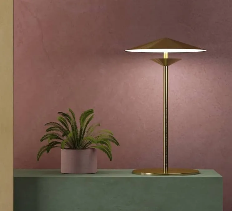 Lampe à poser, Laos, doré, LED, 3000K, 700lm, Ø25cm, H40cm - Kaishi