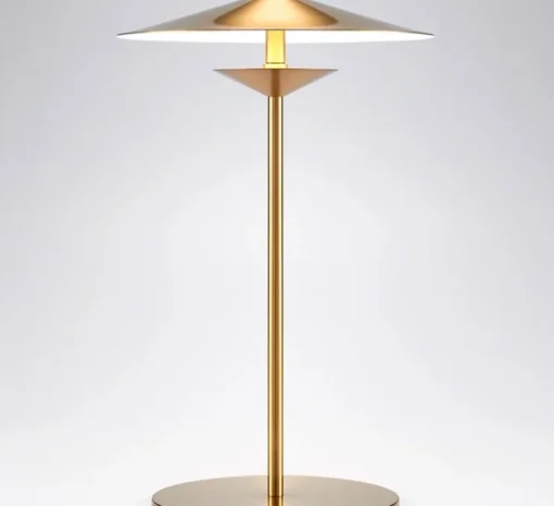 Lampe à poser, Laos, doré, LED, 3000K, 700lm, Ø25cm, H40cm - Kaishi