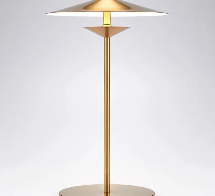 Lampe à poser, Laos, doré, LED, 3000K, 700lm, Ø25cm, H40cm - Kaishi