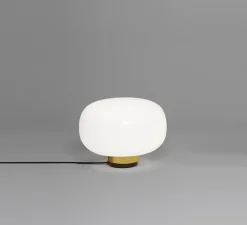 Lampe à poser, Legier 557.34, verre opalin blanc et base laiton brossé, IP40, LED, 2700K, 800lm, Ø35cm, H26cm - Tooy