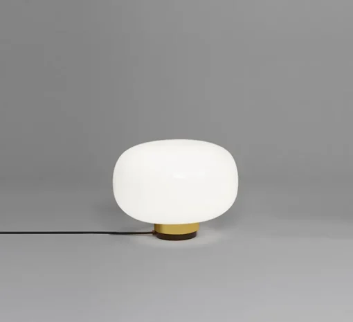 Lampe à poser, Legier 557.34, verre opalin blanc et base laiton brossé, IP40, LED, 2700K, 800lm, Ø35cm, H26cm - Tooy