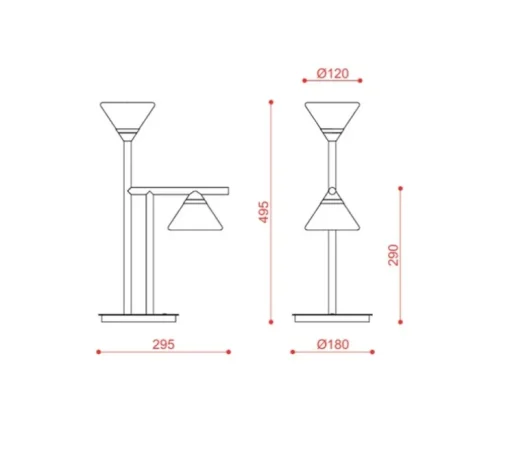 Lampe à poser, Lifa, 565.32, or chaud, globes opalin et transparent, IP40, LED, 2700K, 700 lm, L18cm, H49,5cm - Tooy