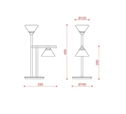 Lampe à poser, Lifa, 565.32, titanium, globes fumé et transparent, IP40, LED, 2700K, 700 lm, L18cm, H49,5cm - Tooy