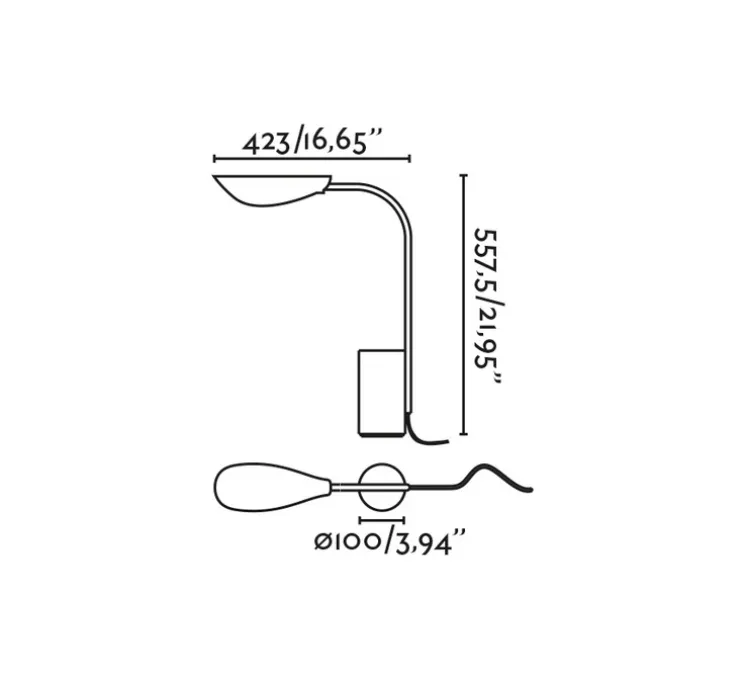 Lampe à poser, Liggera, noir, L10cm, H55,75cm - Faro