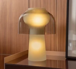 Lampe à poser, Lilly, verre fumé, gris fumé, Ø36cm, H48cm - Karman