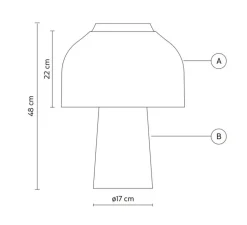 Lampe à poser, Lilly, verre givré, blanc mat, Ø36cm, H48cm - Karman