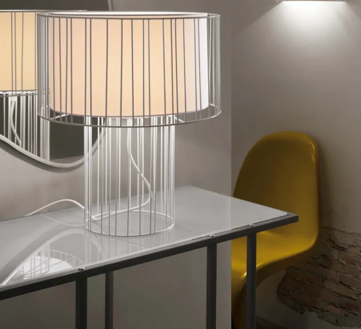 Lampe à poser, Linda, blanc, LED, H47cm, Ø40cm - Faro