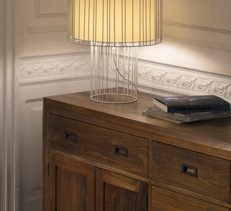 Lampe à poser, Linda, blanc, LED, H47cm, Ø40cm - Faro