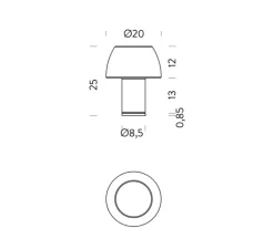 Lampe à poser, Lorosae, réédition d'Alavaro Siza, blanc jasmin, IP54, LED, dim, 2700K, 380 lm, Ø20cm, H25cm - Nemo Lighting