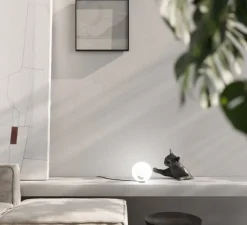 Lampe à poser, Maoo, gris charbon mat, verre givré, L30cm, H20cm - Karman
