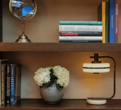 Lampe à poser, Masina 200, bronze, base blanche et câble rouge, Ø20cm, H38,3cm - bert frank