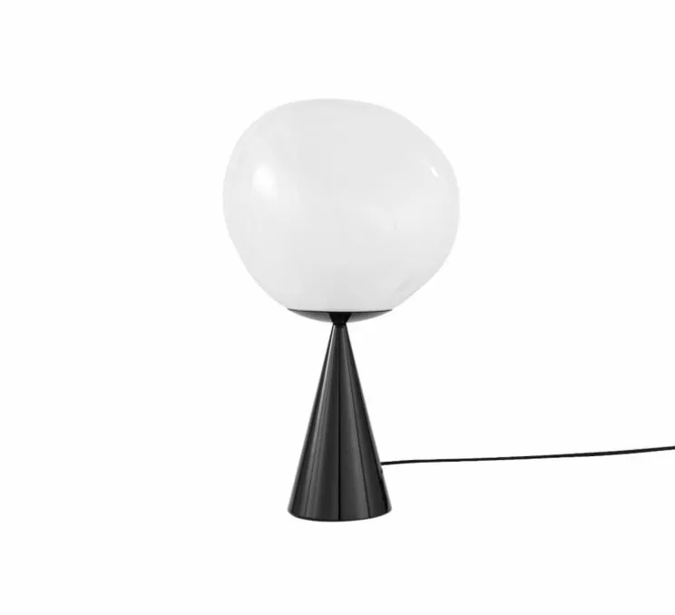 Lampe à poser, Melt Cone Fat, opal, noir, LED, dim, 3000K, 800 lm, Ø25cm, H64,5cm - Tom Dixon