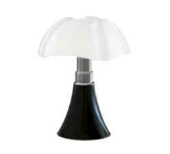 Lampe à poser, Mini Pipistrello, marron foncé, inox et blanc, LED, 2700K, 374lm, Ø27cm, H35cm - Martinelli luce