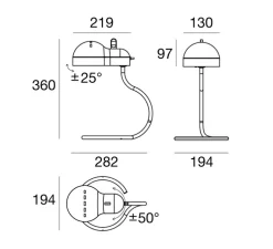 Lampe à poser, Minitopo, blanc et chrome, L19,4cm, H36cm - Stilnovo
