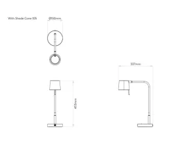 Lampe à poser, Miura Desk USB, base or mat, abat-jour noir mat, LED, 2700k, 367 lm, L15cm, H45,3cm - Astro