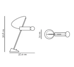 Lampe à poser, Model 566, Polis, L14cm, H50,6cm - Astep