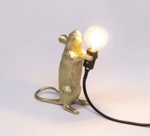 Lampe à poser, Mouse Lamp Step Standing, Souris, or, USB, L6cm, H14,5cm - Seletti
