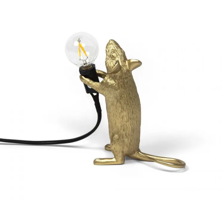 Lampe à poser, Mouse Lamp Step Standing, Souris, or, USB, L6cm, H14,5cm - Seletti
