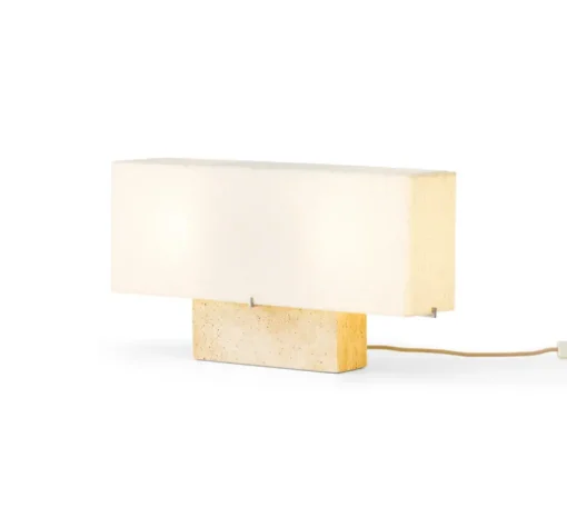 Lampe à poser, Nonna, Travertin, abat-jour sable, L56,5cm, H30cm - Audo Copenhagen