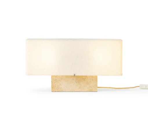 Lampe à poser, Nonna, Travertin, abat-jour sable, L56,5cm, H30cm - Audo Copenhagen