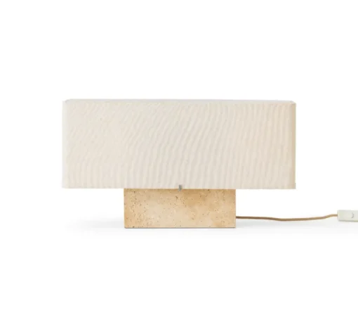 Lampe à poser, Nonna, Travertin, abat-jour sable, L56,5cm, H30cm - Audo Copenhagen