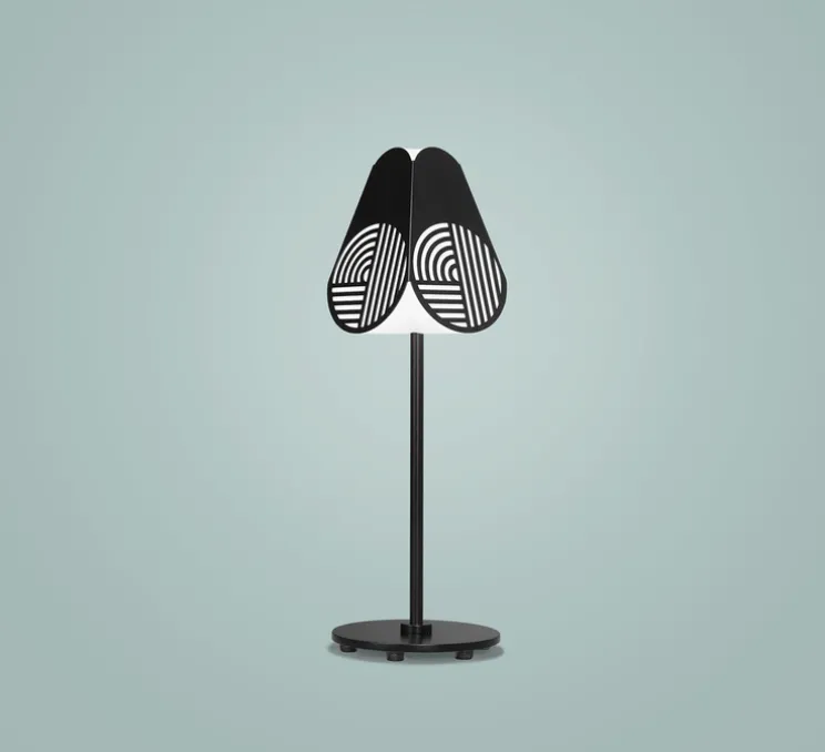 Lampe à poser, Notic, noir et blanc, Ø15,3cm, H47,5cm - Oblure