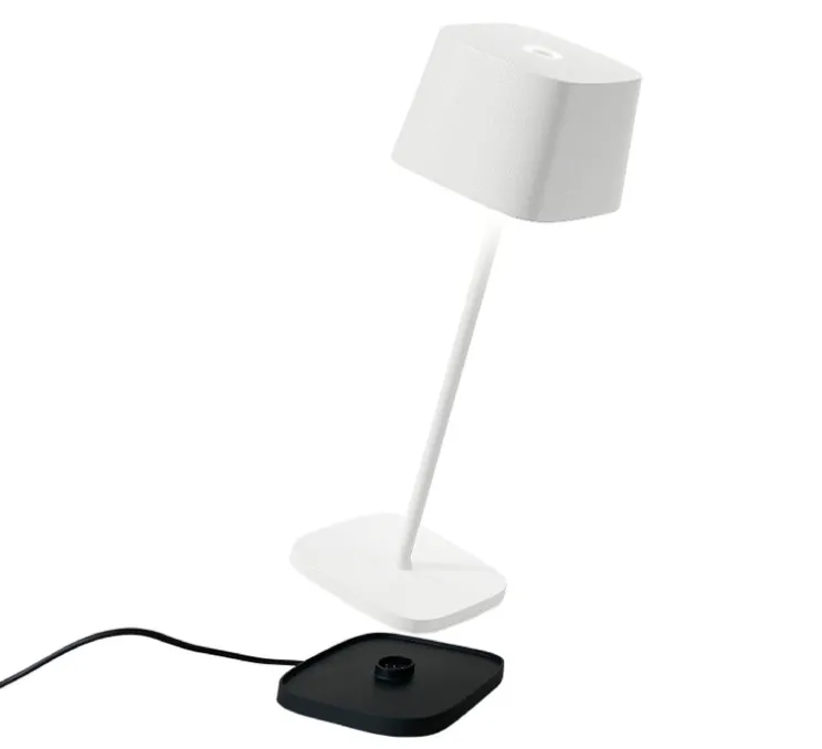 Lampe à poser, Ofelia, blanc, IP65, LED, dim, 2200-3000K, 231-244-252 lm, Ø10cm, H29cm - Zafferano