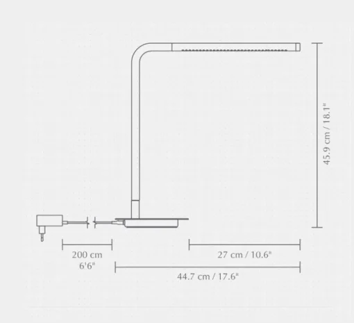 Lampe à poser, Omni, acier brossé, LED, dim, 3000K, 500 lm, L44,7cm, H45,9cm - Umage