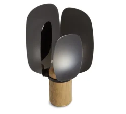 Lampe à poser, Ophelia Large, chêne, noir, Ø18cm, H40cm - Alma light