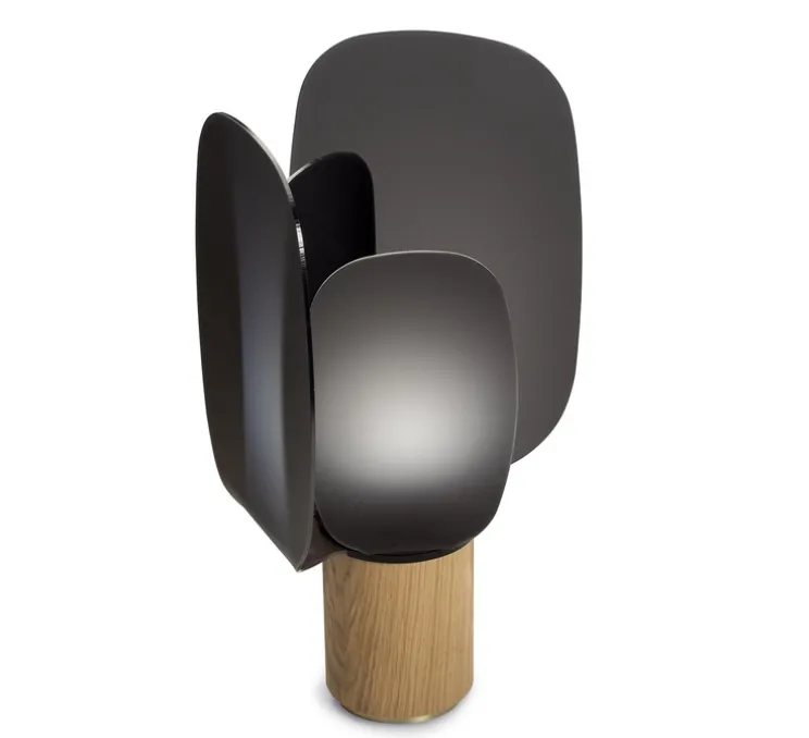 Lampe à poser, Ophelia Large, chêne, noir, Ø18cm, H40cm - Alma light