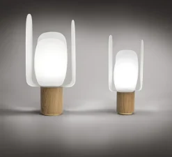 Lampe à poser, Ophelia Large, chêne, blanc, Ø18cm, H40cm - Alma light