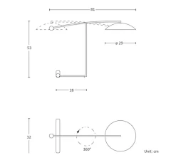 Lampe à poser, orbit, noir mat, LED, dim, 2700K, 910 lm, L29cm, H53cm - Lumen Center Italia