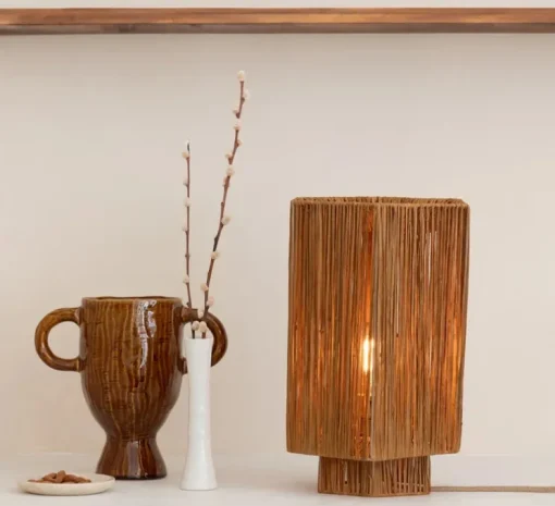 Lampe à poser, Panama L, marron, Ø24cm, H36cm - Good&Mojo