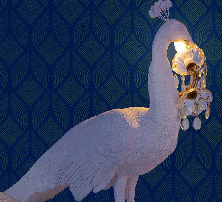 Lampe à poser, Peacock, paon, blanc, L100cm, H69cm - Seletti